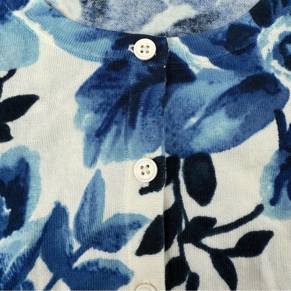 Women’s Talbots Charming Button Down Cardigan Watercolor Blossom Flowers Small - Picture 9 of 16